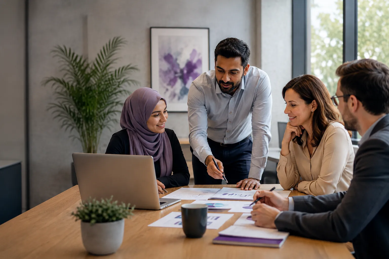image showing people talking around a table